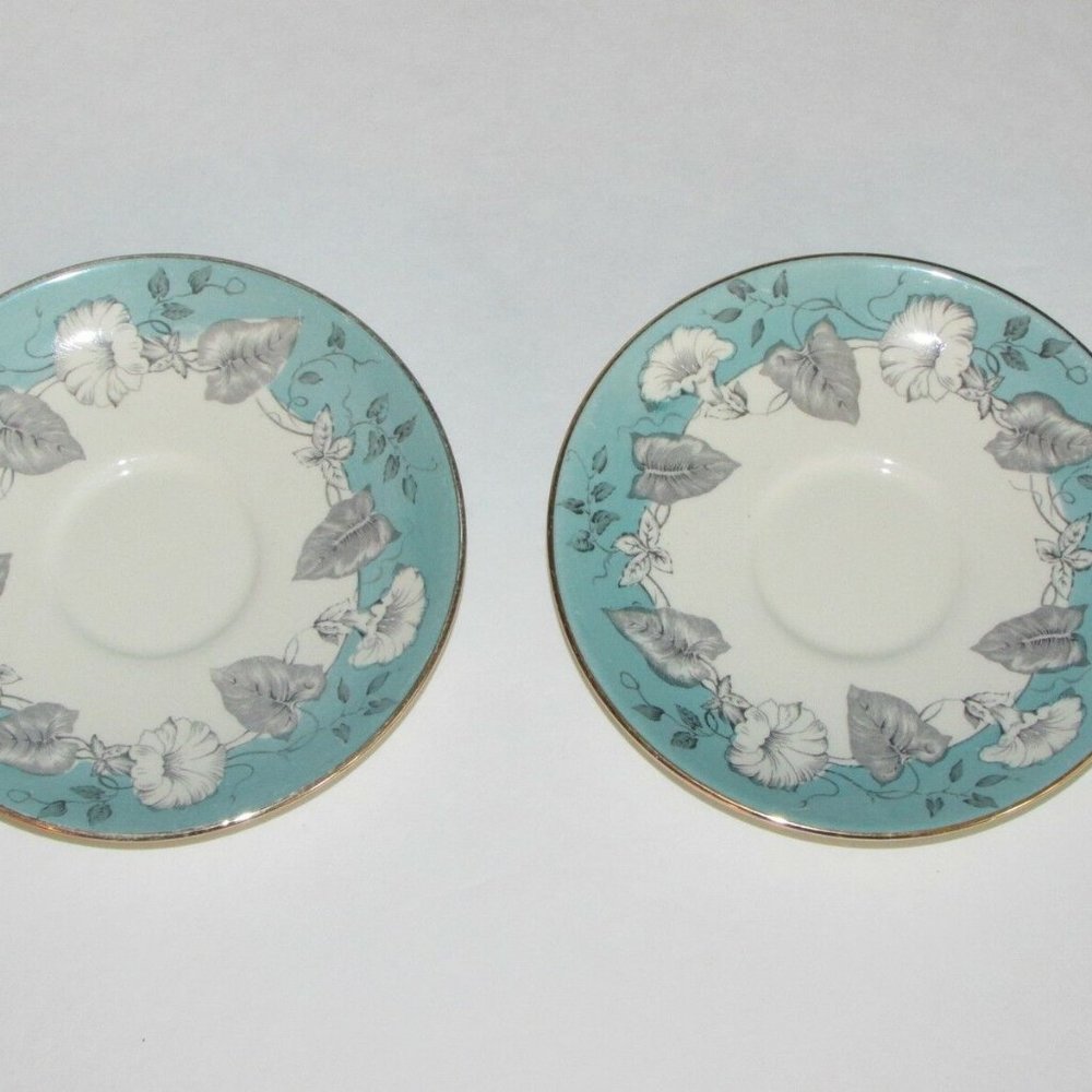 2 Vintage Saucers MYOTT MORNING GLORY Mid-Century for Teacups
